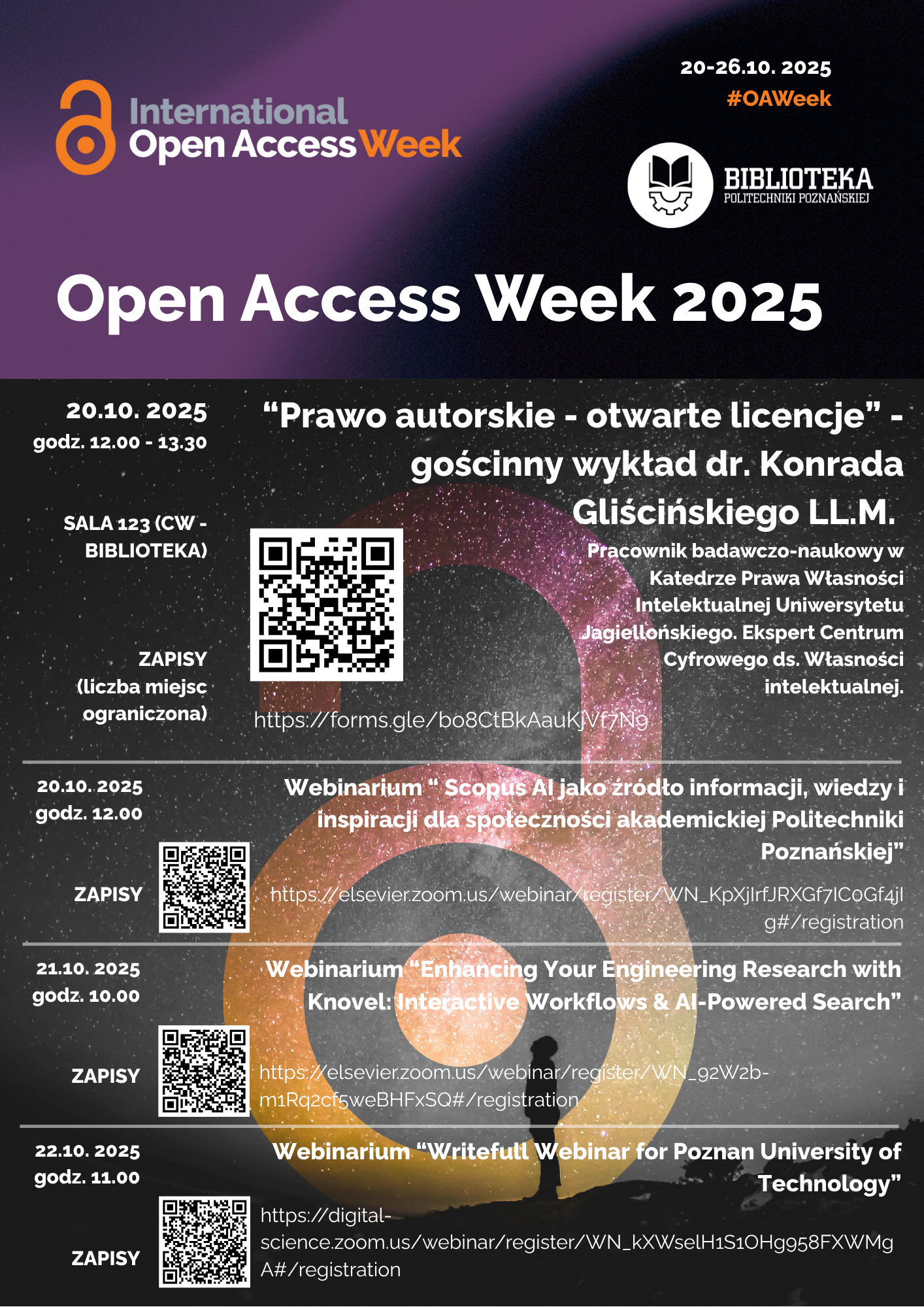 Plakat z opisem szkoleń